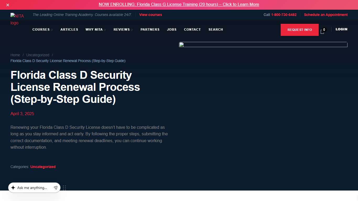 Florida Class D Security License Renewal Process (Step-by-Step Guide) - NITA